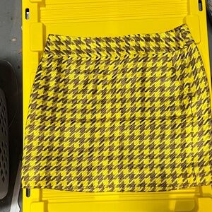 The Limited Yellow and Brown Houndstooth Mini Skirt